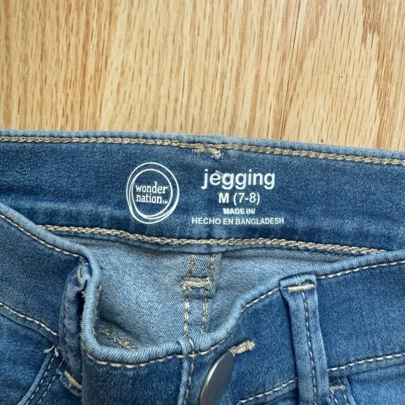 Blue Embroidered Girl’s Jeggings - Picture 3 of 5